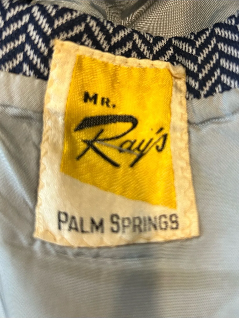 Vintage 70s Mr Rays Palm Springs Geometric Pattern Lined Blazer Jacket Chevron